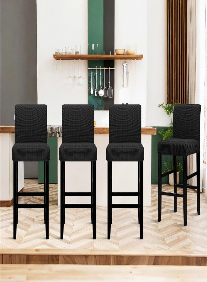 Lellen Bar Stool Covers Set of 4,Stretch Washable Bar Stool Seat Covers,Removable Bar Chair Covers with Backs,Counter Height Bar Stool Chair Covers for Kitchen Dining Room Cafe（Black） - Image 2